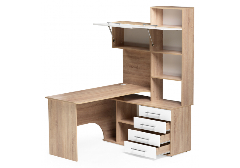 Компьютерный стол, КСТ-14.1П правый дуб сонома / белый