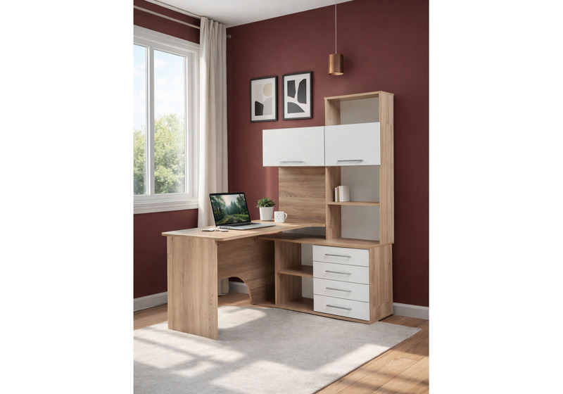 Компьютерный стол, КСТ-14.1П правый дуб сонома / белый