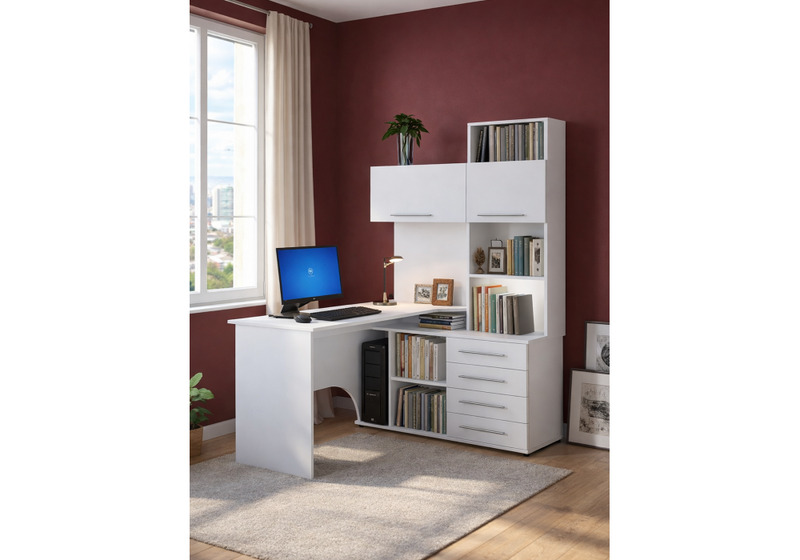 Компьютерный стол, КСТ-14.1П белый правый