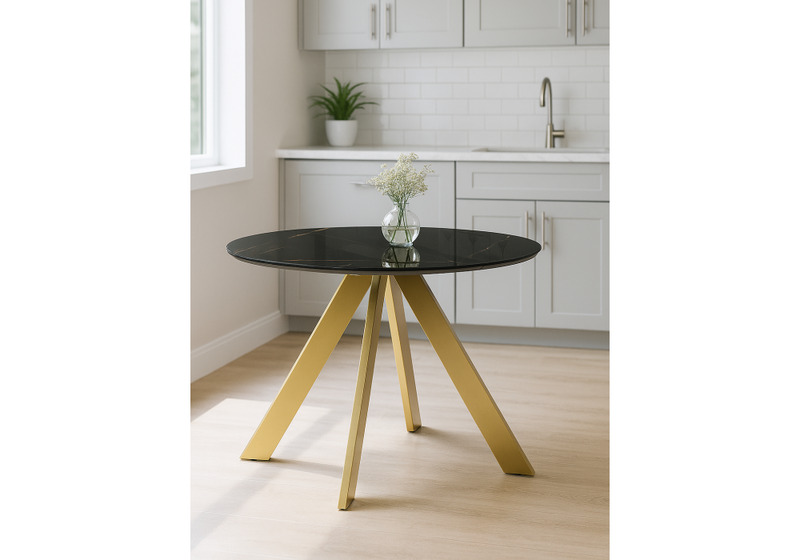 Стол стеклянный, Галвестон 100х76 обсидиан / черный / золото