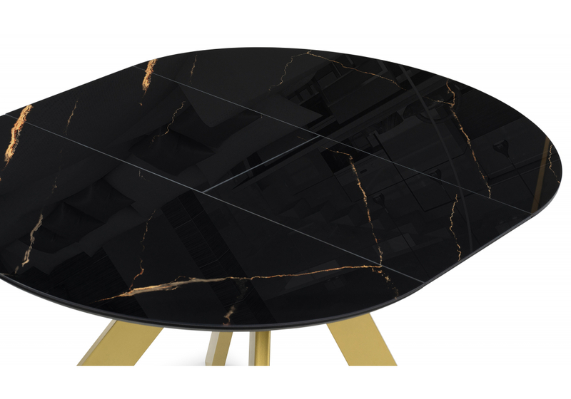 Стол стеклянный, Галвестон 100х76 обсидиан / черный / золото