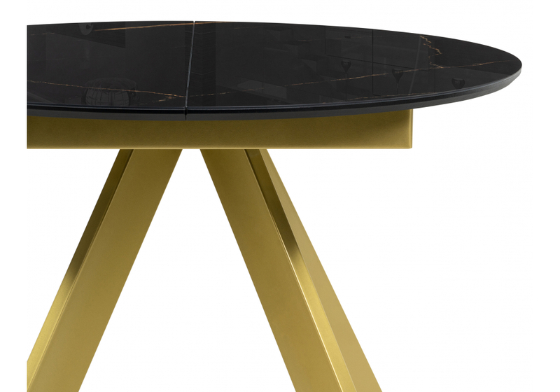 Стол стеклянный, Галвестон 100х76 обсидиан / черный / золото