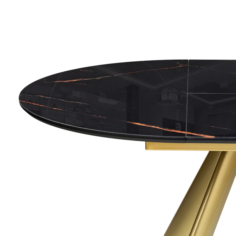 Стол стеклянный, Галвестон 100х76 обсидиан / черный / золото