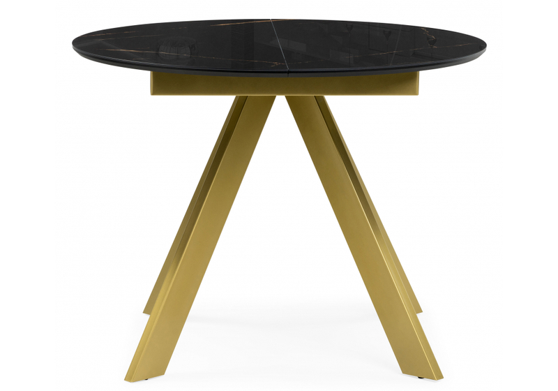Стол стеклянный, Галвестон 100х76 обсидиан / черный / золото