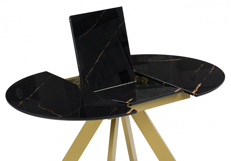 Стол стеклянный, Галвестон 100х76 обсидиан / черный / золото