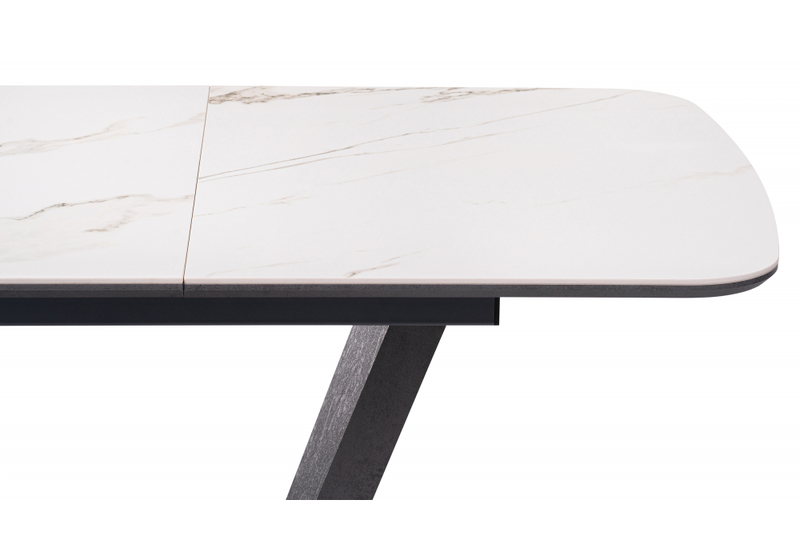 Керамический стол, на тумбе Петир 120(160)х80х75 белый мрамор / графит / темный камень