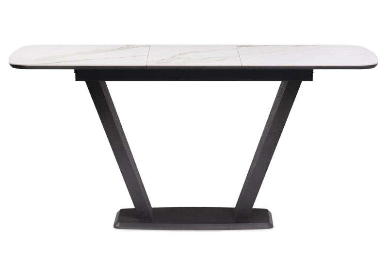 Керамический стол, на тумбе Петир 120(160)х80х75 белый мрамор / графит / темный камень