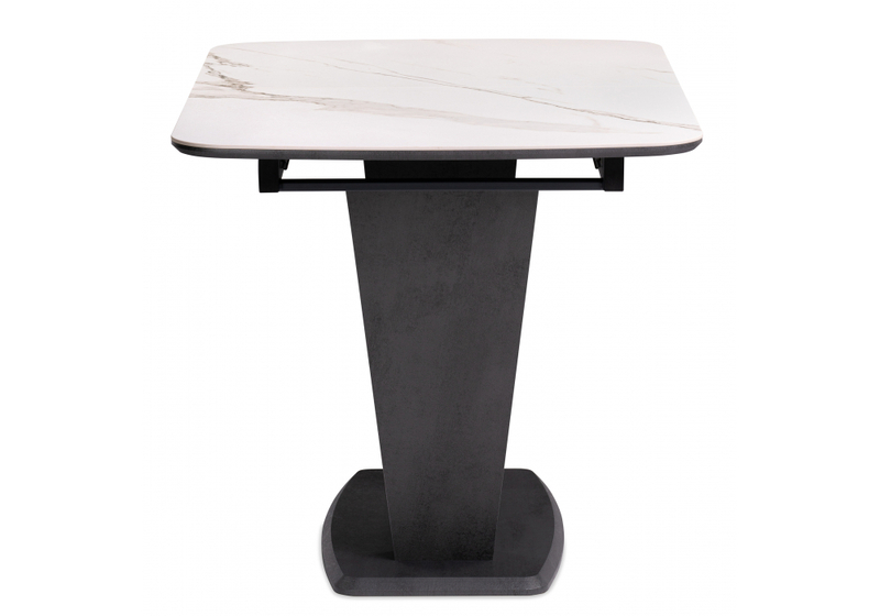 Керамический стол, на тумбе Петир 120(160)х80х75 белый мрамор / графит / темный камень