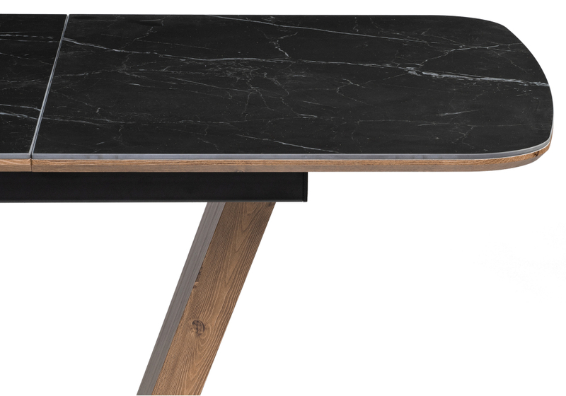 Керамический стол, Петир 120(160)х80х75 черный мрамор / орех / черный