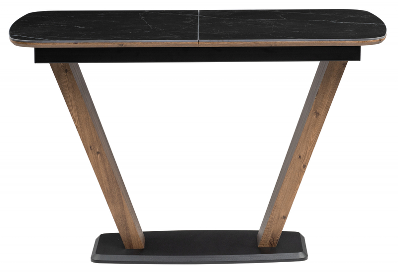 Керамический стол, Петир 120(160)х80х75 черный мрамор / орех / черный