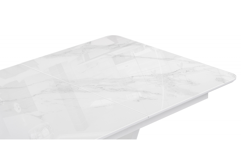 Стол стеклянный, на тумбе Бугун 120х80х77 белый мрамор / белый