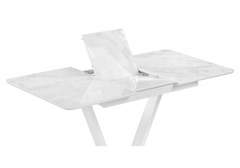 Стол стеклянный, на тумбе Бугун 120х80х77 белый мрамор / белый