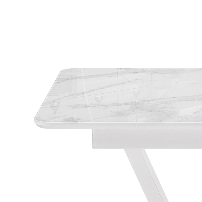 Стол стеклянный, на тумбе Бугун 120х80х77 белый мрамор / белый