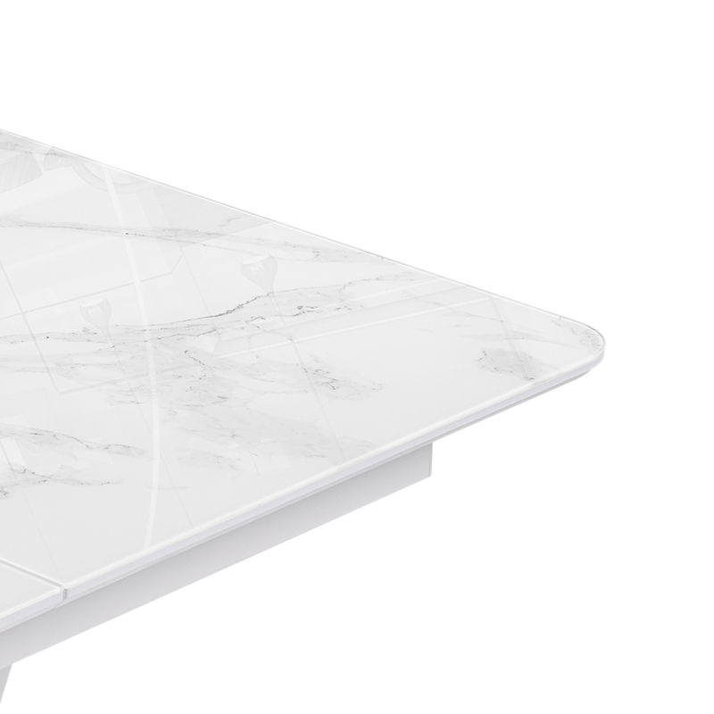 Стол стеклянный, на тумбе Бугун 120х80х77 белый мрамор / белый