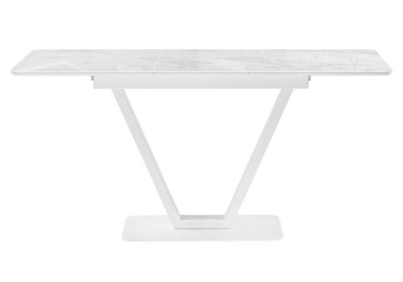 Стол стеклянный, на тумбе Бугун 120х80х77 белый мрамор / белый