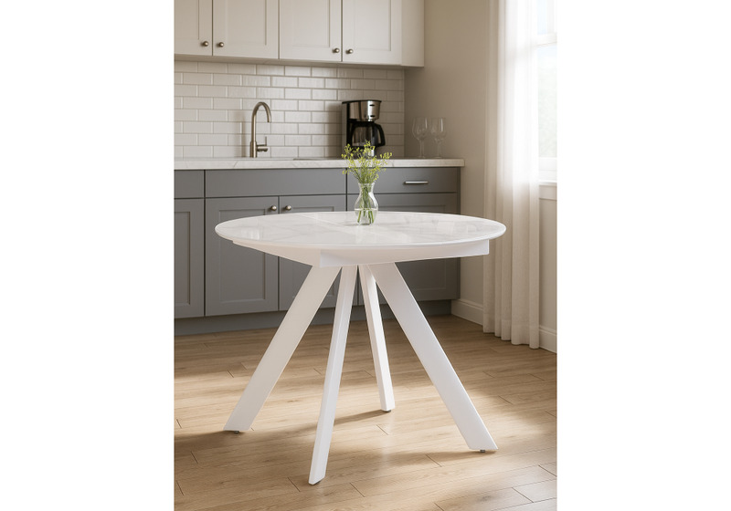 Стол стеклянный, Галвестон 100х76 белый мрамор / белый