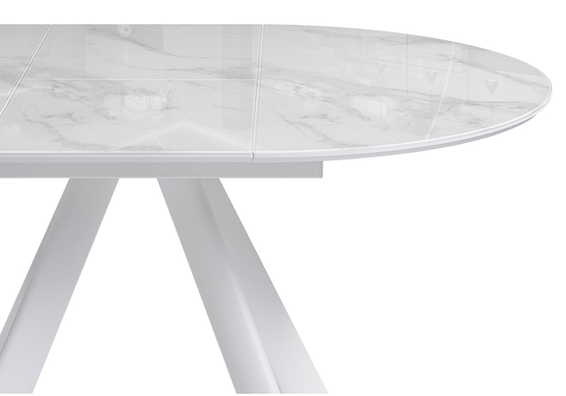 Стол стеклянный, Галвестон 100х76 белый мрамор / белый