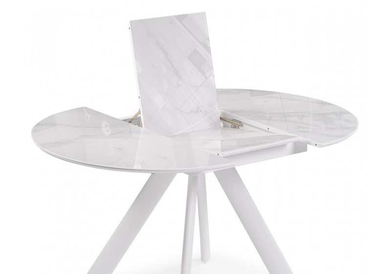 Стол стеклянный, Галвестон 100х76 белый мрамор / белый