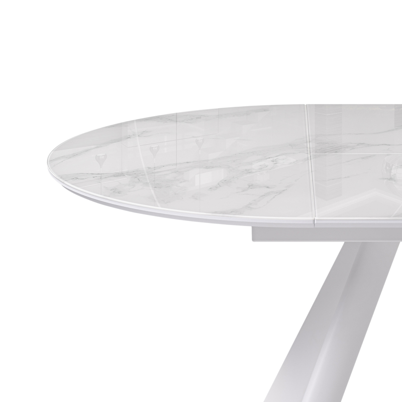 Стол стеклянный, Галвестон 100х76 белый мрамор / белый