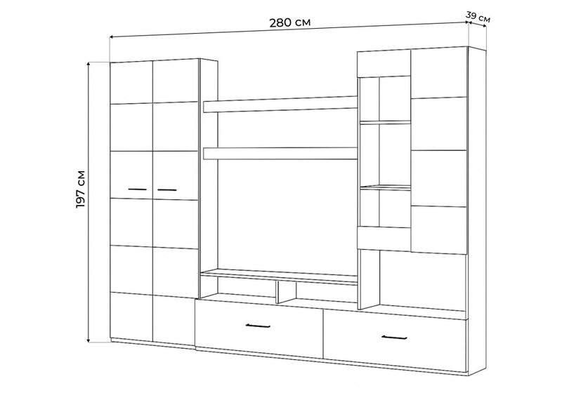 Готовая гостиная, Jimenez дуб венге / белый глянец