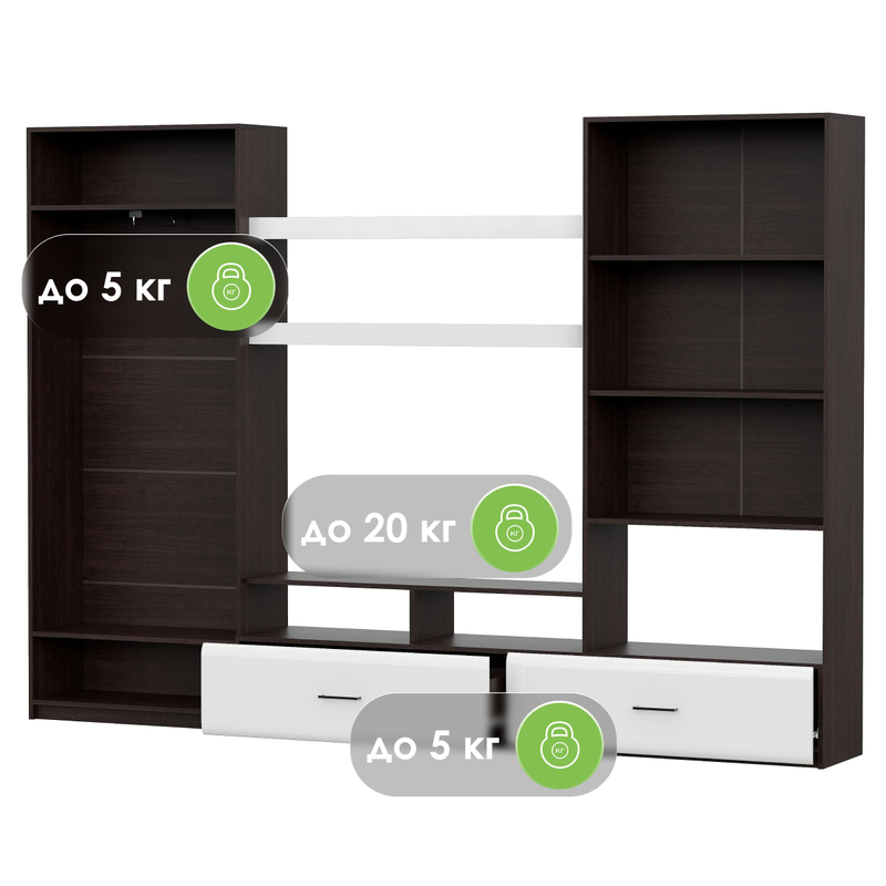 Готовая гостиная, Jimenez дуб венге / белый глянец