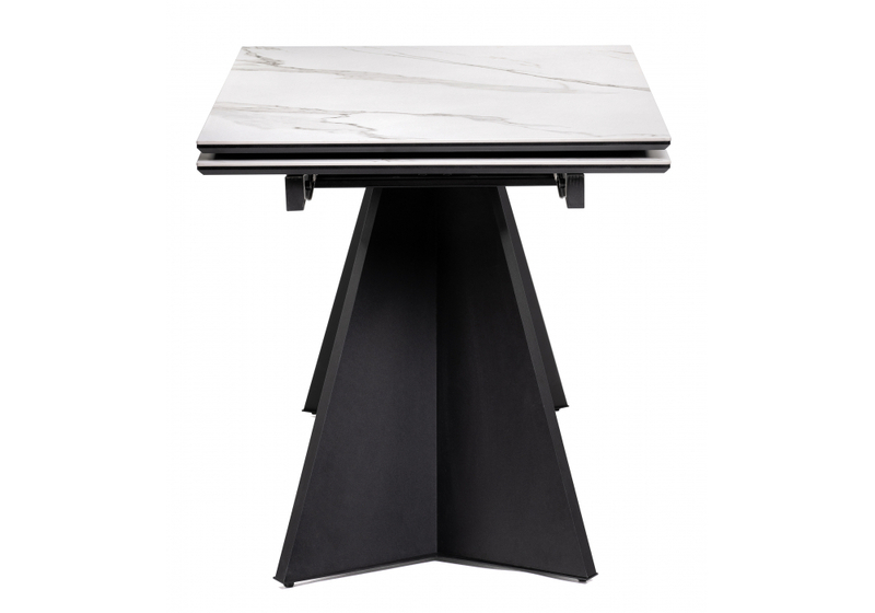 Керамический стол, Ливи 140(200)х80х78 белый мрамор / черный