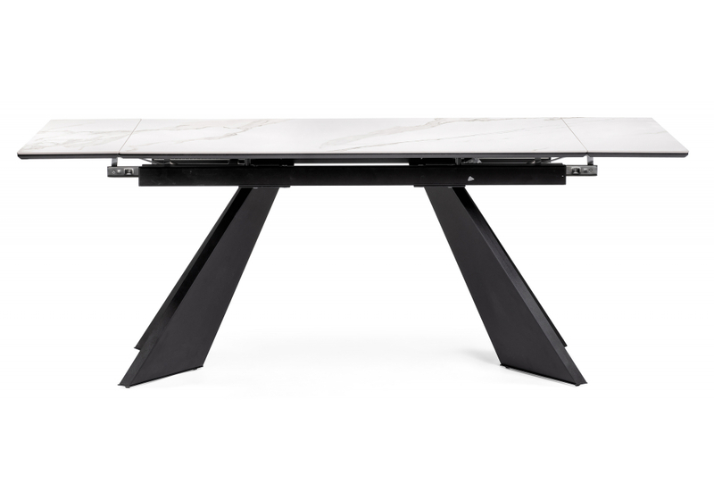 Керамический стол, Ливи 140(200)х80х78 белый мрамор / черный
