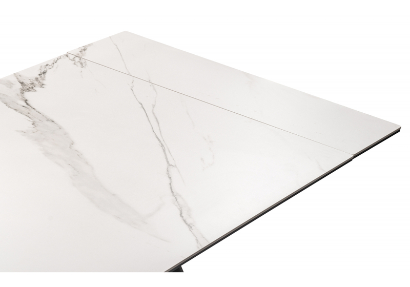 Керамический стол, Ливи 140(200)х80х78 белый мрамор / черный