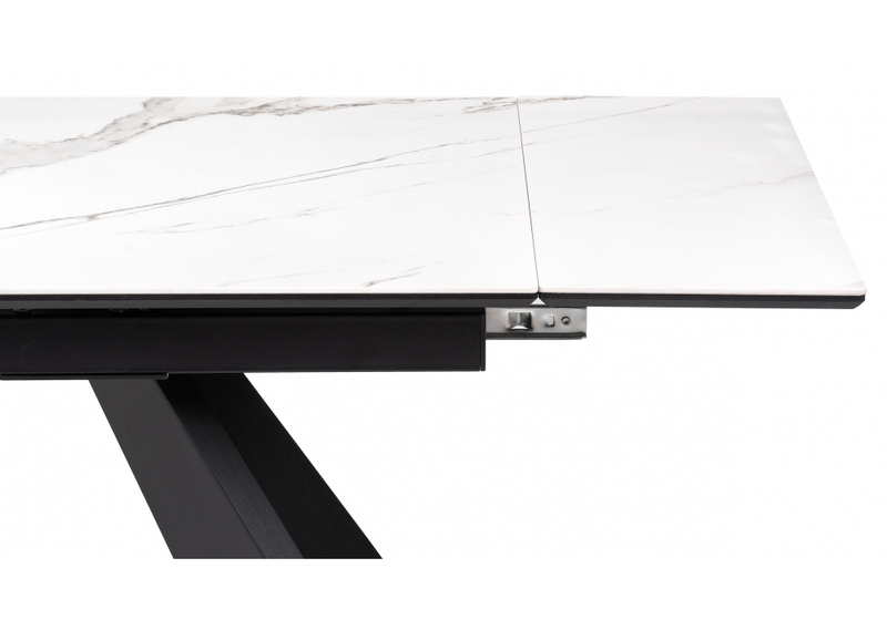Керамический стол, Ливи 140(200)х80х78 белый мрамор / черный