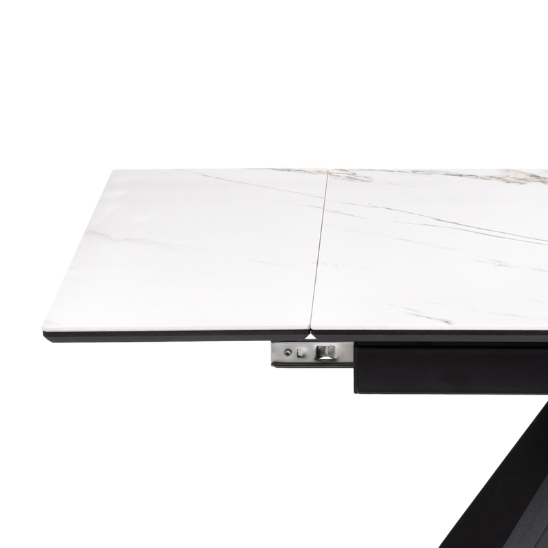 Керамический стол, Ливи 140(200)х80х78 белый мрамор / черный