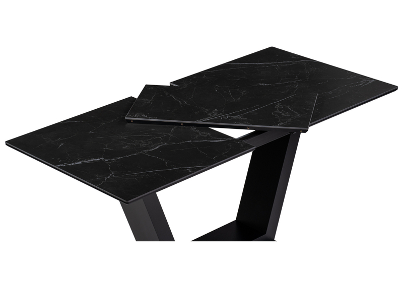 Керамический стол, Иматра 140(180)х80х76 черный мрамор / черный