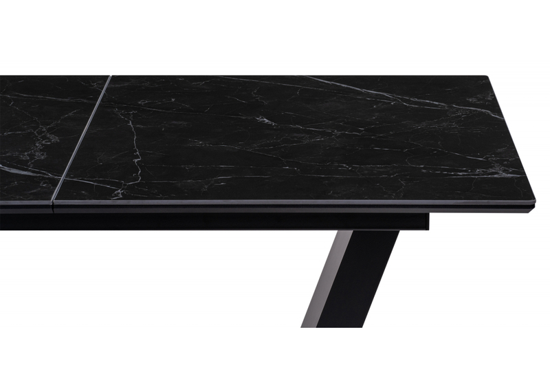 Керамический стол, Иматра 140(180)х80х76 черный мрамор / черный