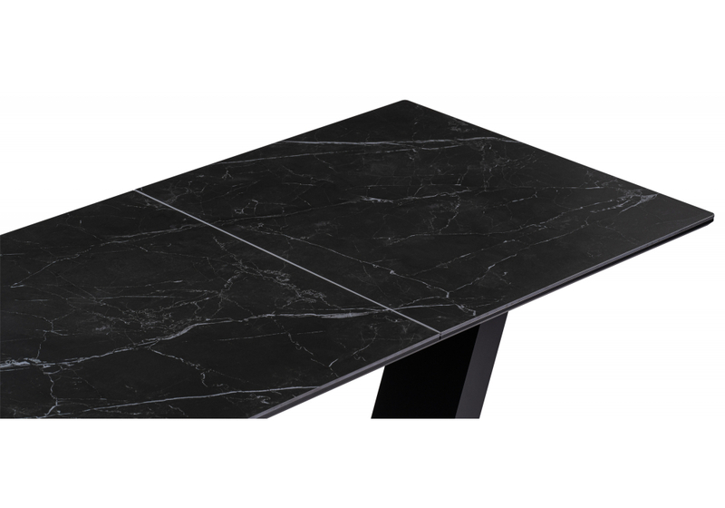 Керамический стол, Иматра 140(180)х80х76 черный мрамор / черный