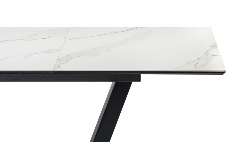 Керамический стол, на тумбе Иматра 140(180)х80х76 белый мрамор / черный