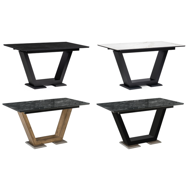 Керамический стол, на тумбе Иматра 140(180)х80х76 белый мрамор / черный