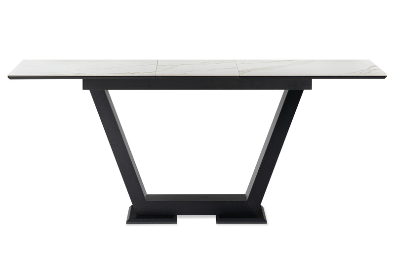 Керамический стол, на тумбе Иматра 140(180)х80х76 белый мрамор / черный
