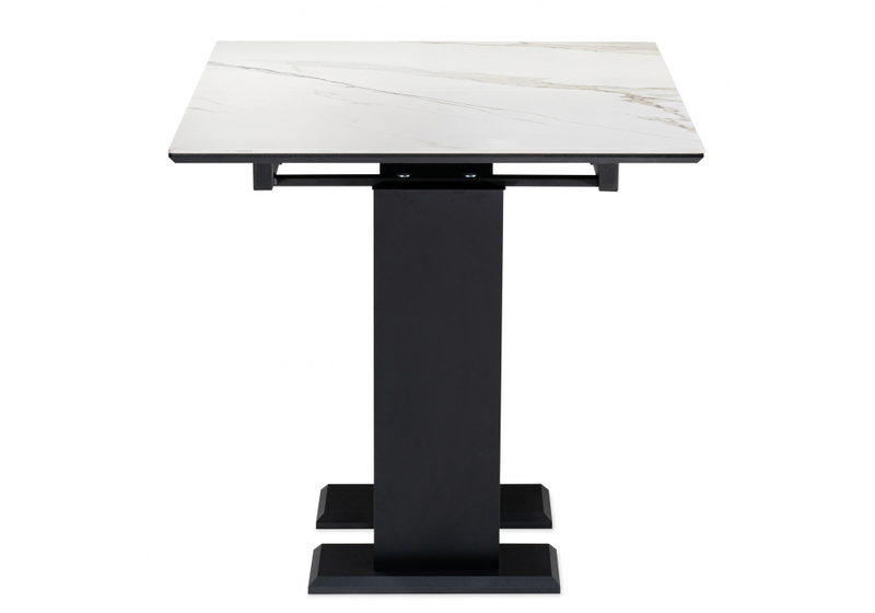 Керамический стол, на тумбе Иматра 140(180)х80х76 белый мрамор / черный