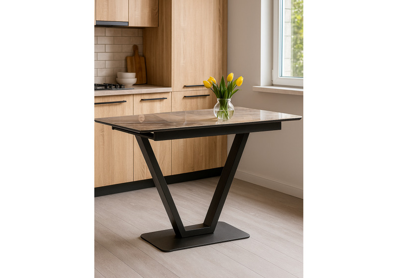 Стол стеклянный, на тумбе Бугун 120х80х77 каталония / черный