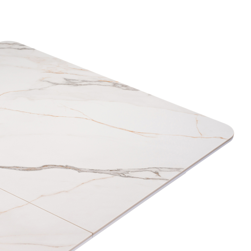 Керамический стол, на тумбе Бугун 120(160)х80х77 белый мрамор с прожилками / белый