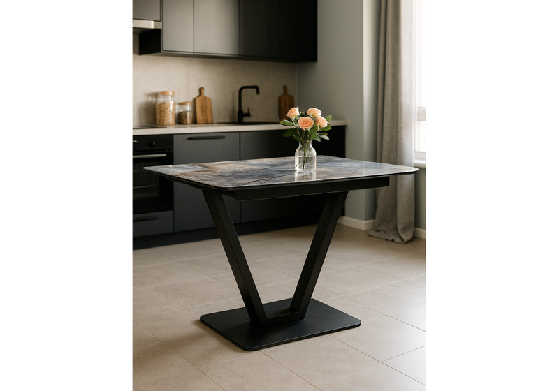 Стол стеклянный, на тумбе Бугун 120х80х77 магеллан / черный