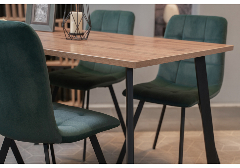 Стол деревянный, Тринити Лофт 120х80 25 мм дуб делано темный / черный матовый