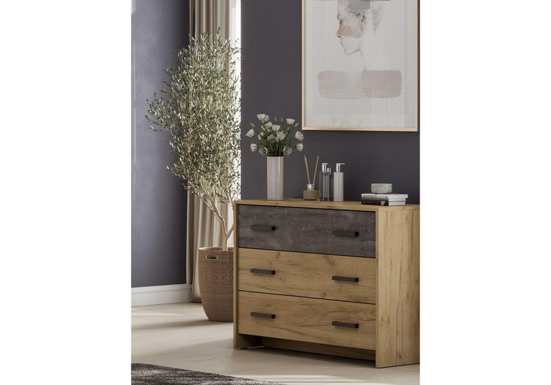 Комод, Taika дуб золотой / камень темный