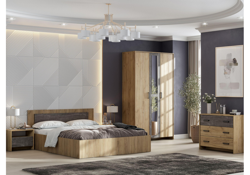 Комод, Taika дуб золотой / камень темный