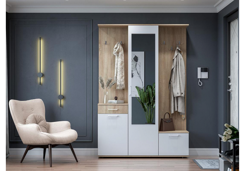 Прихожая, Пети дуб сонома / белый