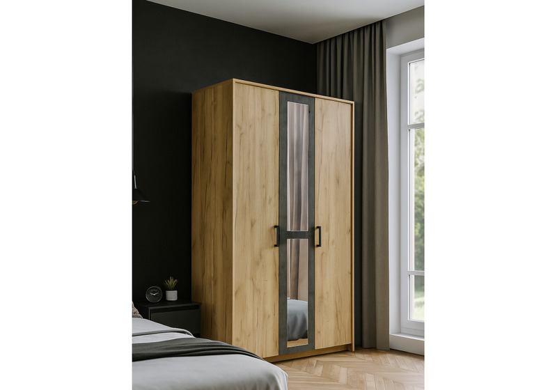 Шкаф, Taika дуб золотой / камень темный