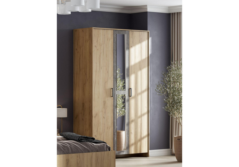 Шкаф, Taika дуб золотой / камень темный