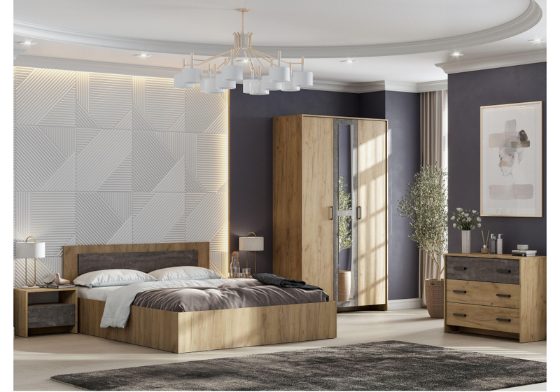 Шкаф, Taika дуб золотой / камень темный