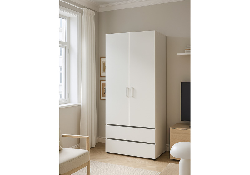 Шкаф, двухстворчатый Валенсия белый текстурный