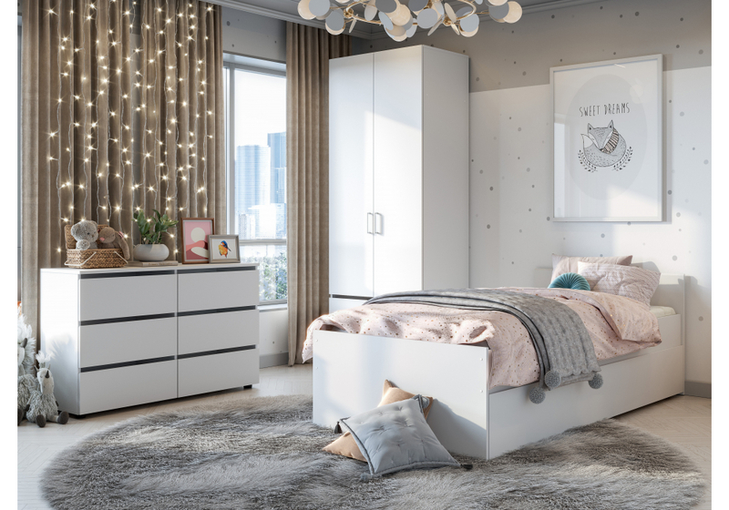 Шкаф, двухстворчатый Валенсия белый текстурный