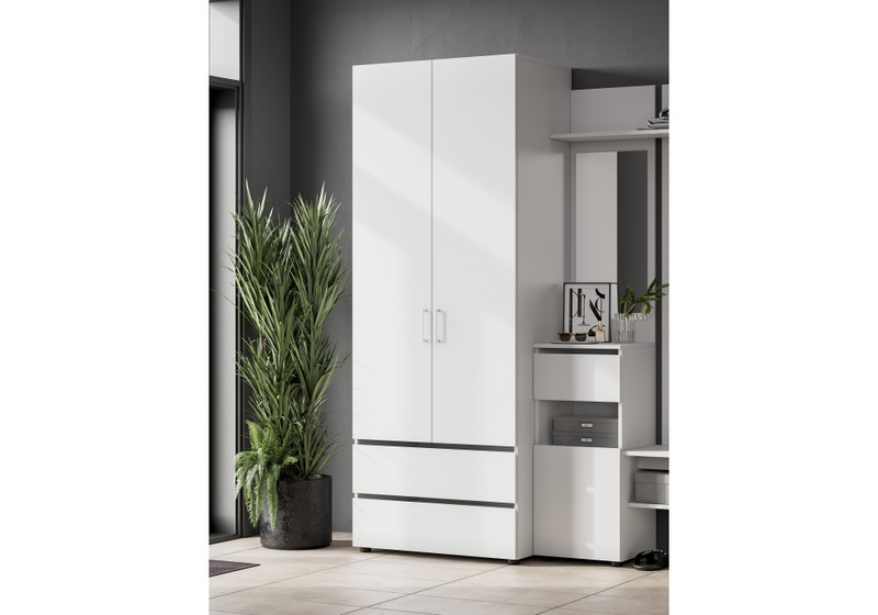 Шкаф, двухстворчатый Валенсия белый текстурный